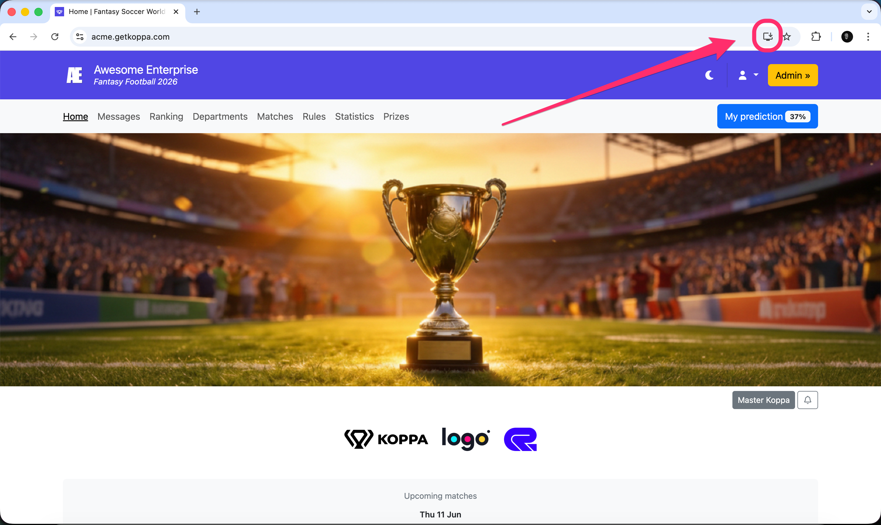Installationssymbol in der Chrome-Adressleiste