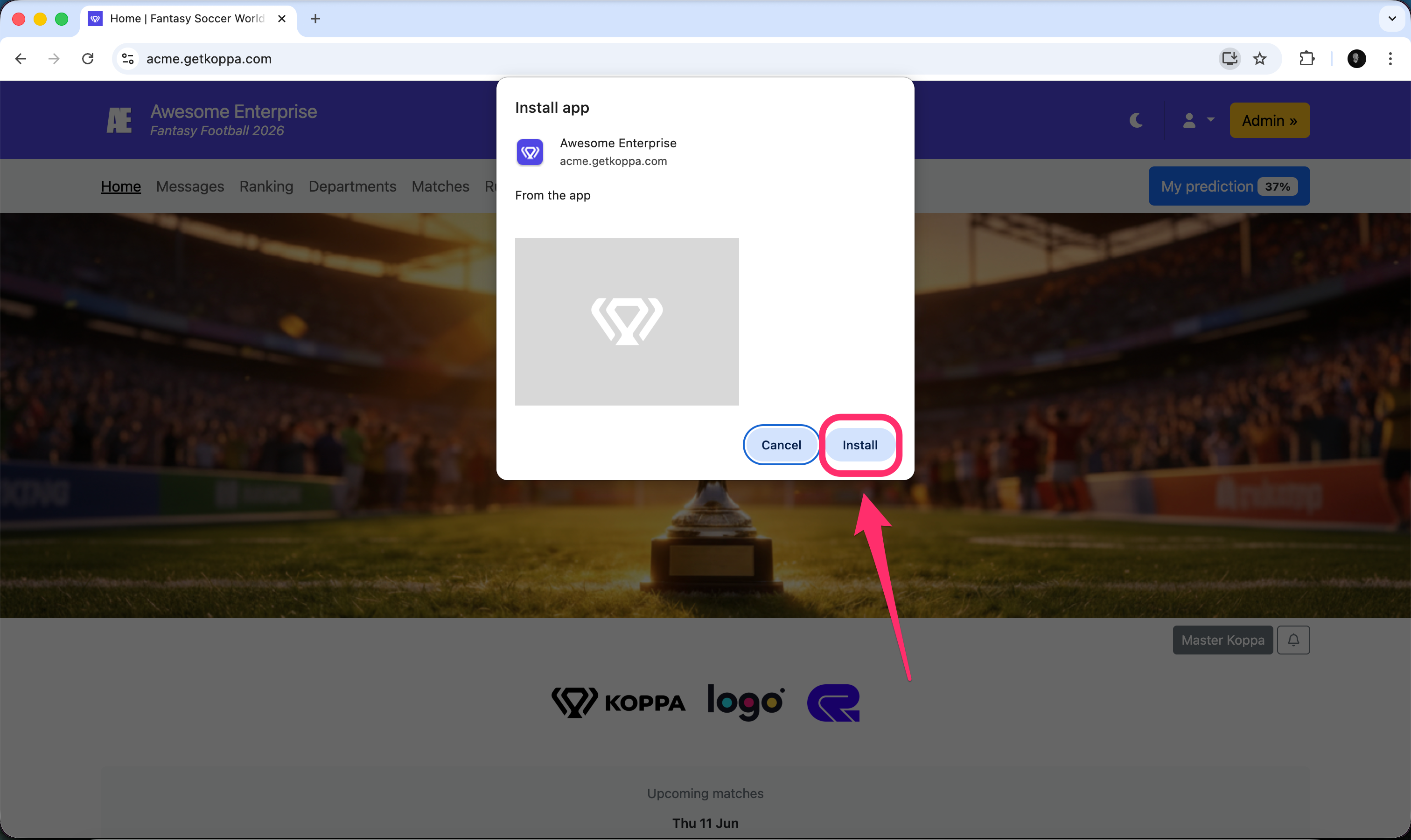 Installationsdialog in Chrome